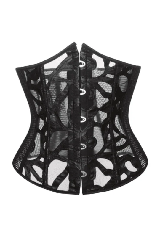 Black Hollow Out Mesh Underbust Corset