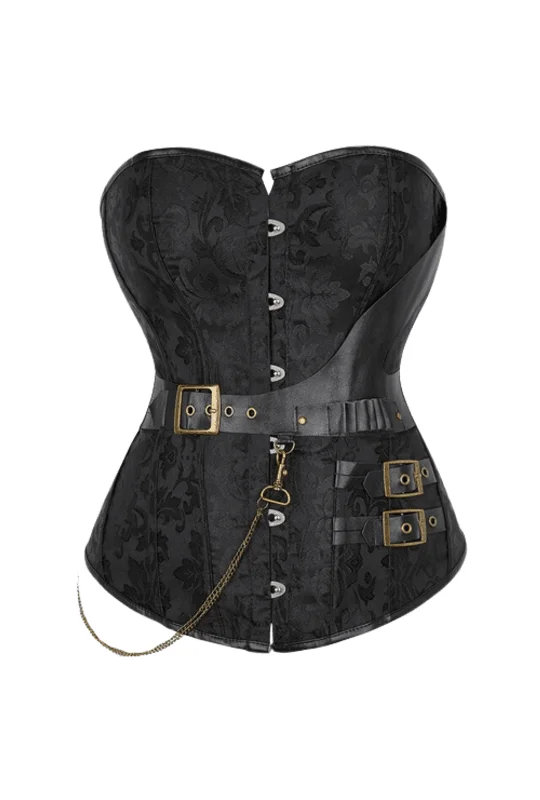 Black Pirate Jacquard Corset With Chain