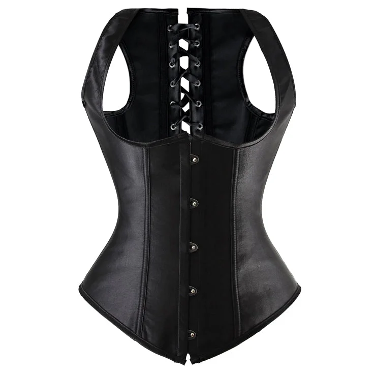 Black Satin Underbust Corset Vest