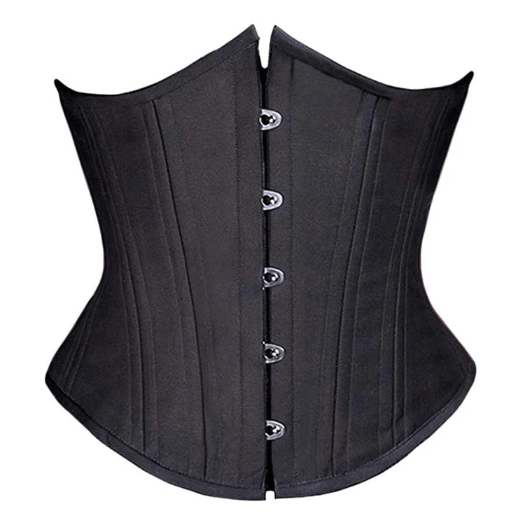 Plus size Black Satin Underbust Steel Boned Corset