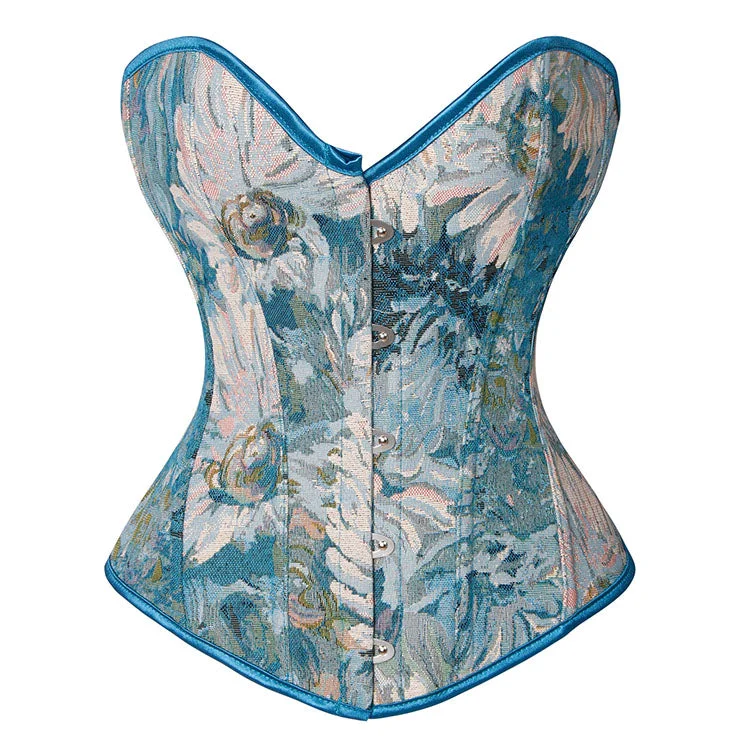 Blue Floral Overbust Corset