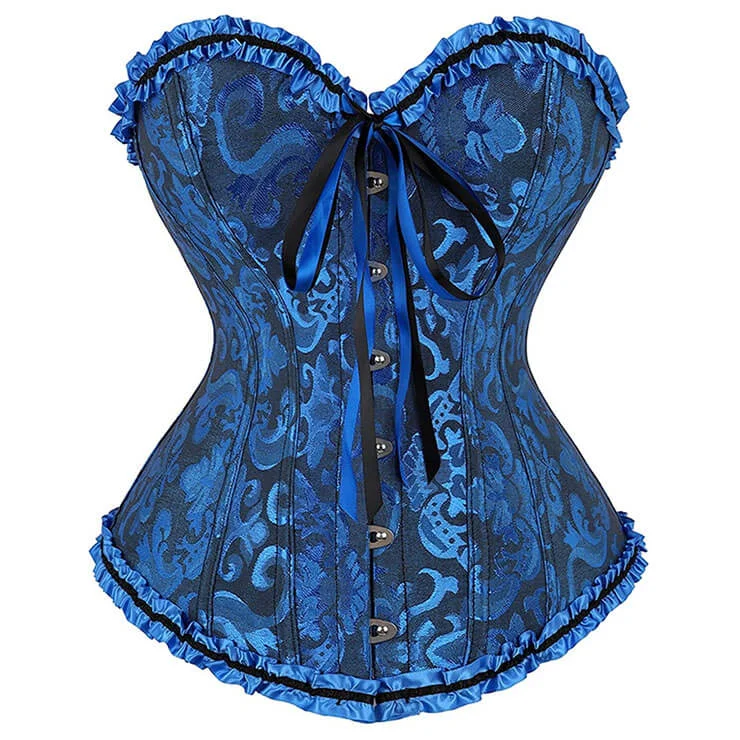 Classic Dark Blue Busk Closure Corset