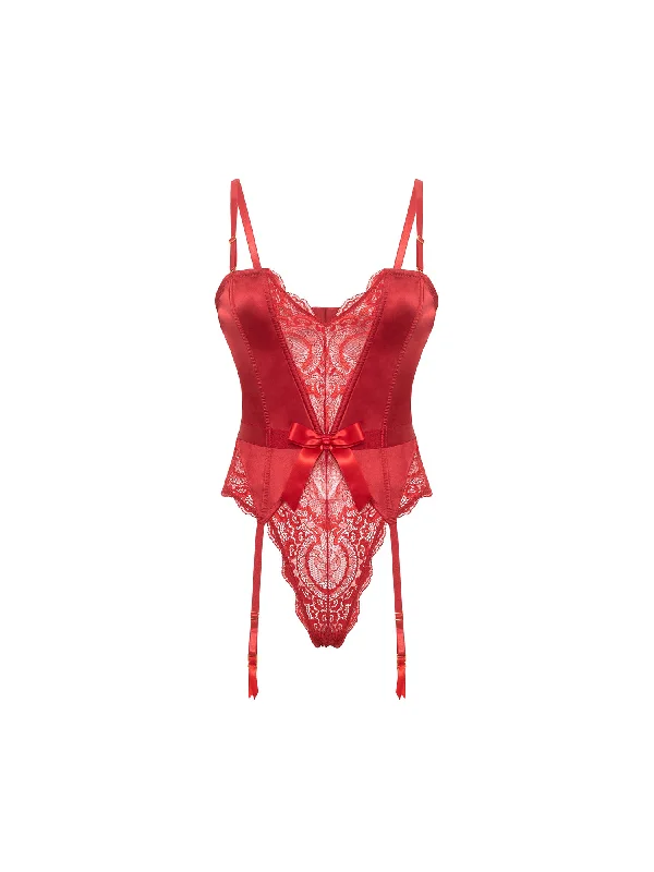 Curvy Rumi Satin & Lace Teddy