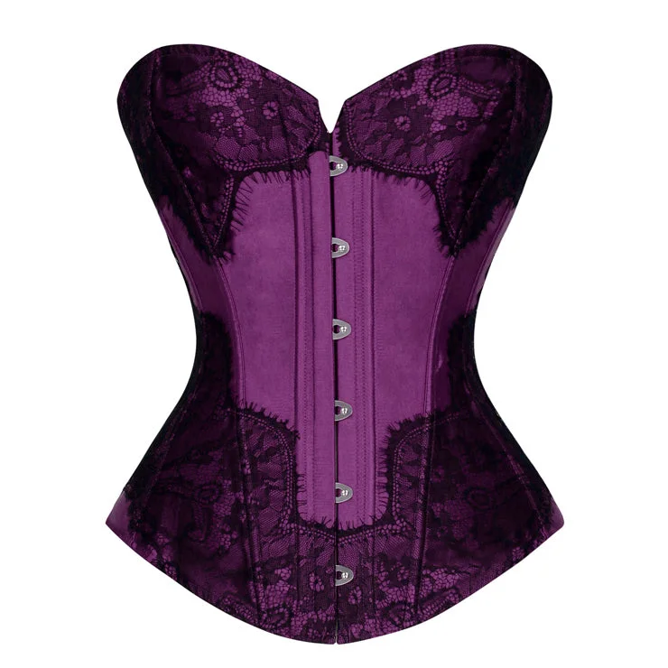 Dark Purple Satin Overbust Corset