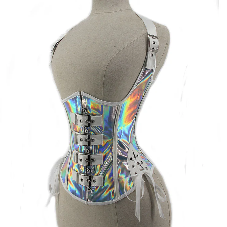 Holographic Halter Neck Underbust Corset