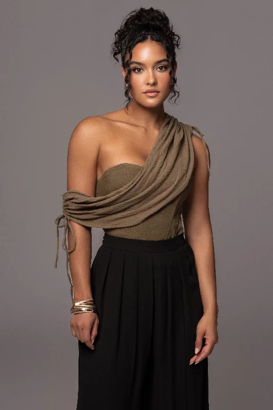 Olive New Obsession Draped Top