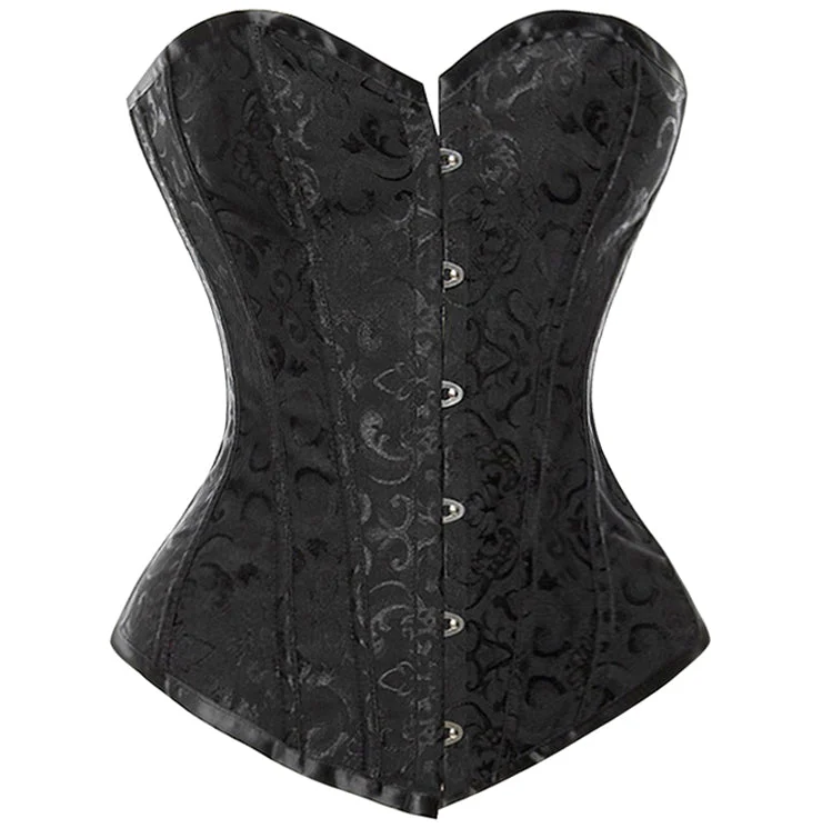 Plain Black Jacquard Overbust Corset