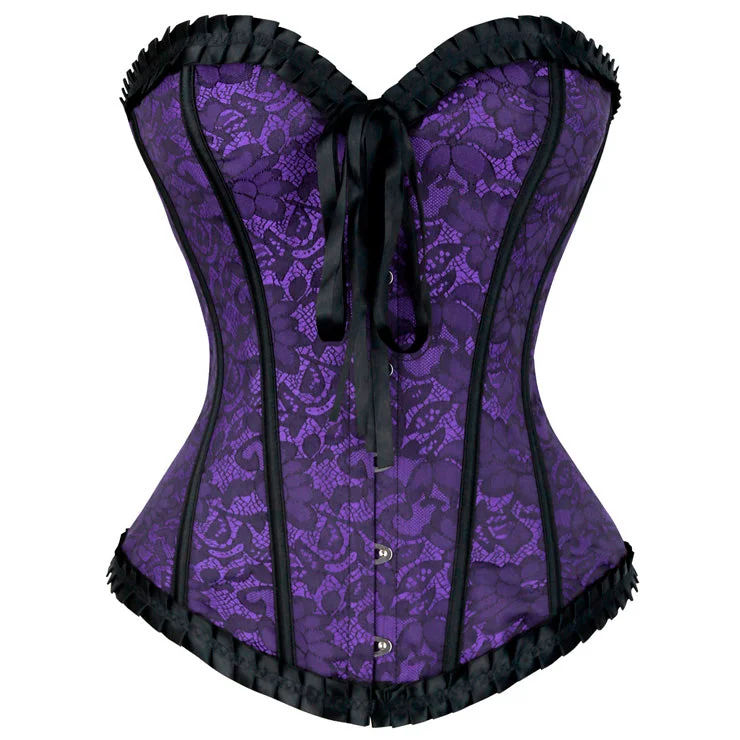 Purple Lace Overlay Overbust Corset