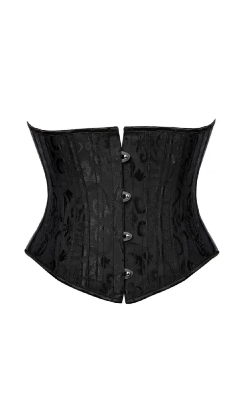 Short Steel Boned Black Jacquard Underbust