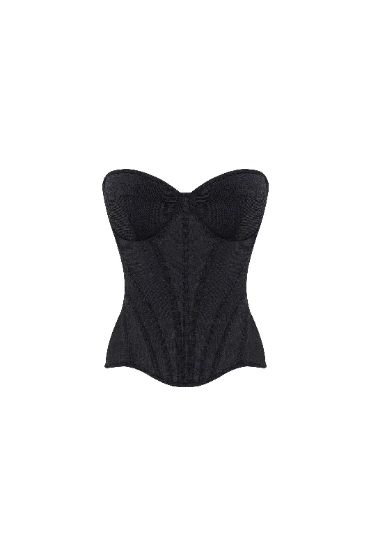 Smart heart-shaped low-waist black fitted corset