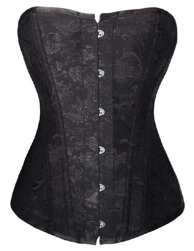 Black Steel Jacquard Overbust Corset