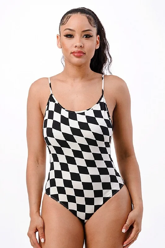 Bear Dance Solid Bodysuit-Wavy Checkerboard*