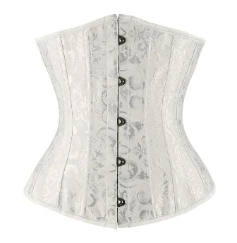 Steel Boned White Jacquard Underbust Corset