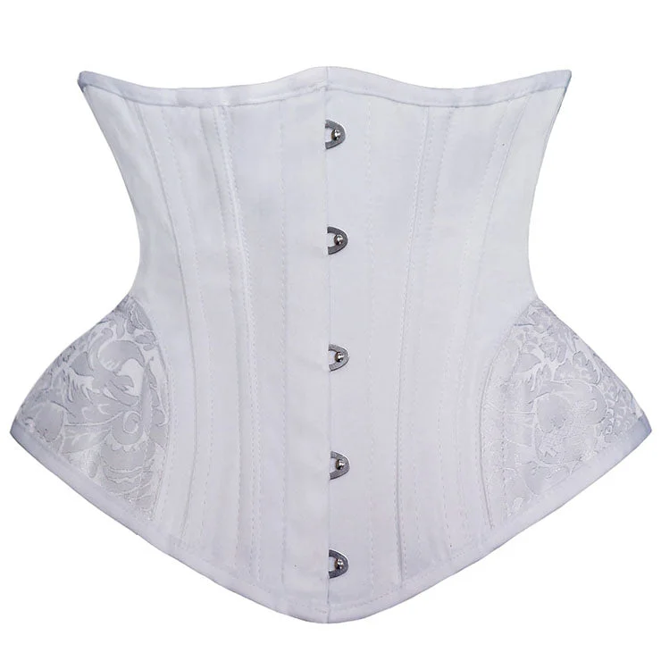 White Steel-Boned Cincher with Hip detail Underbust Corset