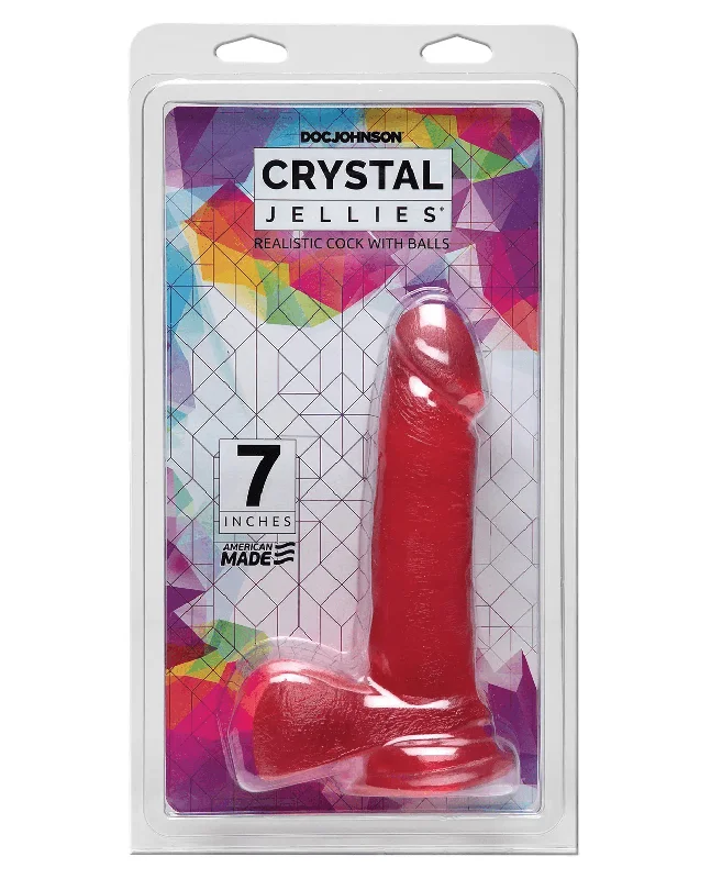 Doc Johnson Crystal Jellies 7" Cock with Balls Pink