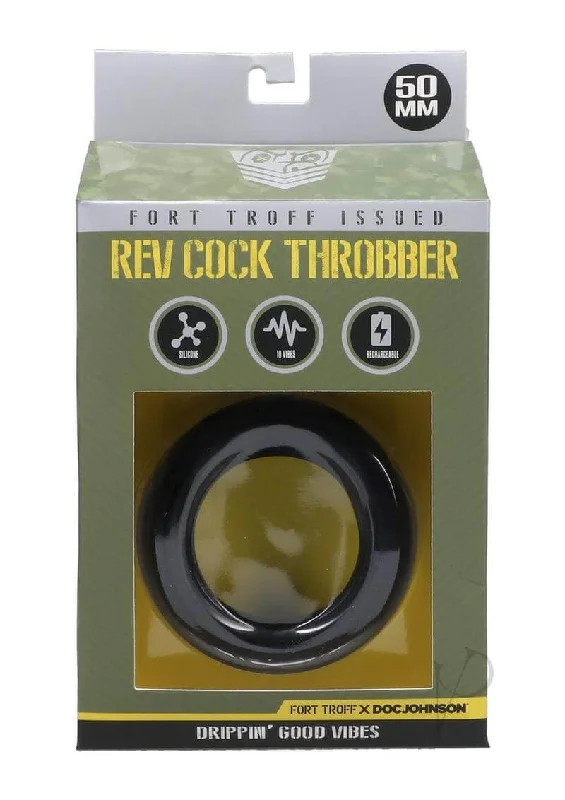 Fort Troff Rev Cock Throbber Large Black – Flexible Vibrating Cock Ring with 10 Settings & Remote Control