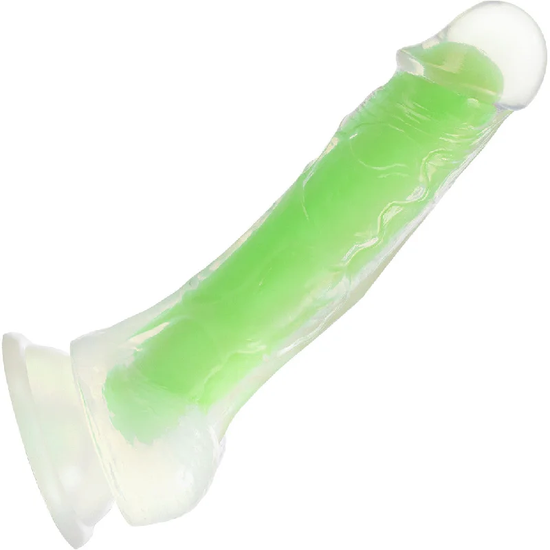 Neo Elite Viper Glow In The Dark 7.5" Dual Density Realistic Silicone Dildo With Balls by Blush - Neon Green