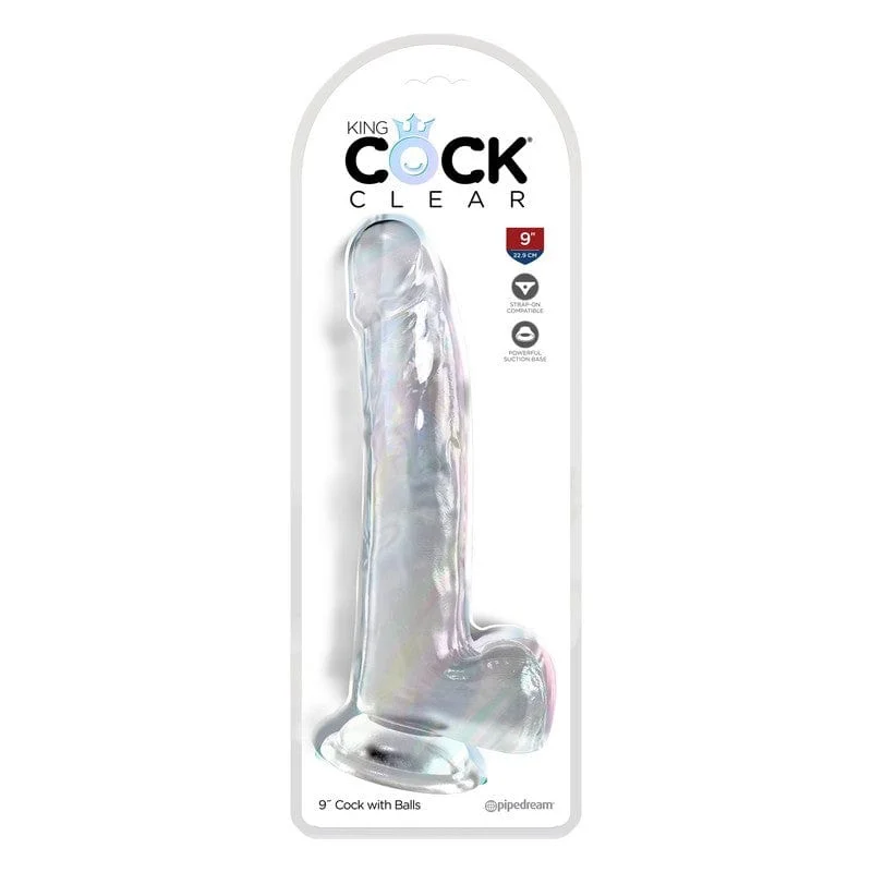 Products King Cock 9" With Balls Clear