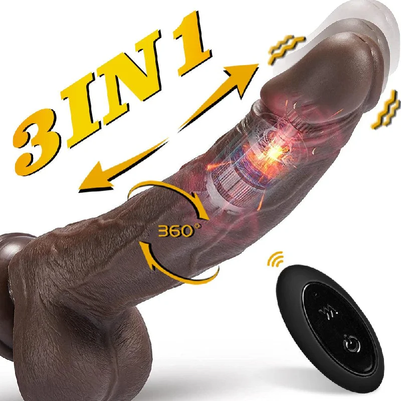 Remote Thrusting Realistic Black Dildo