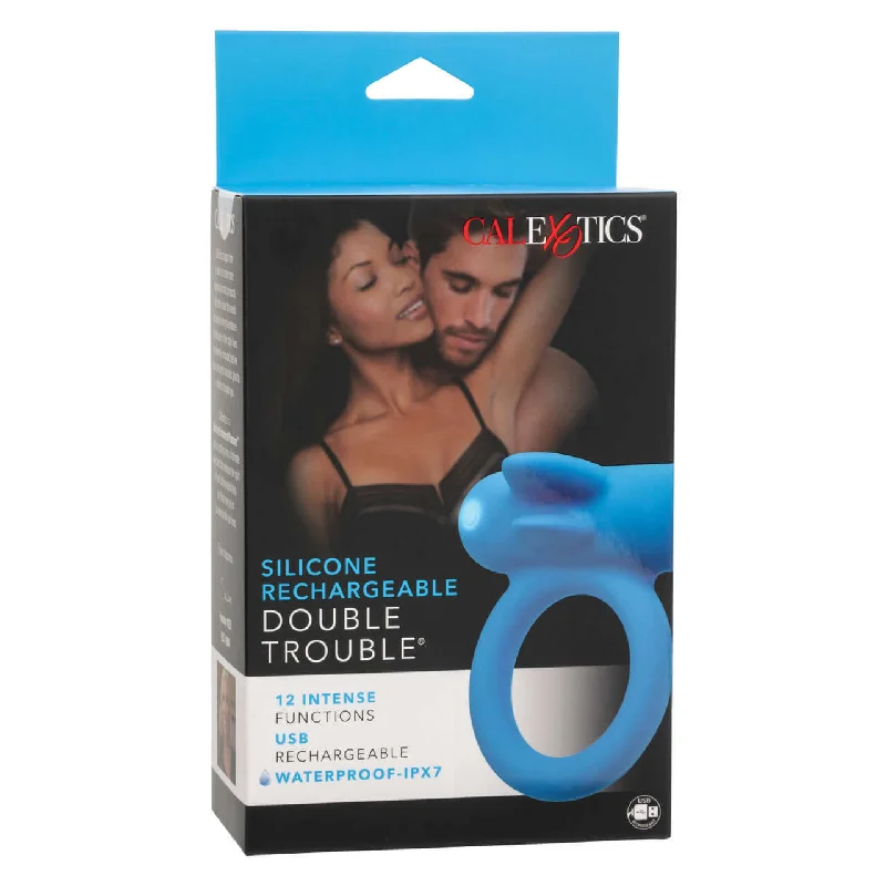 Silicone Rechargeable Double Trouble Couples Vibrating Enhancer – 12 Intense Functions