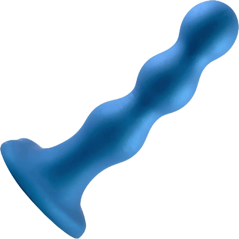 Strap-on-Me Hybrid Collection Ballsy Silicone Suction Cup Dildo - L Metallic Blue