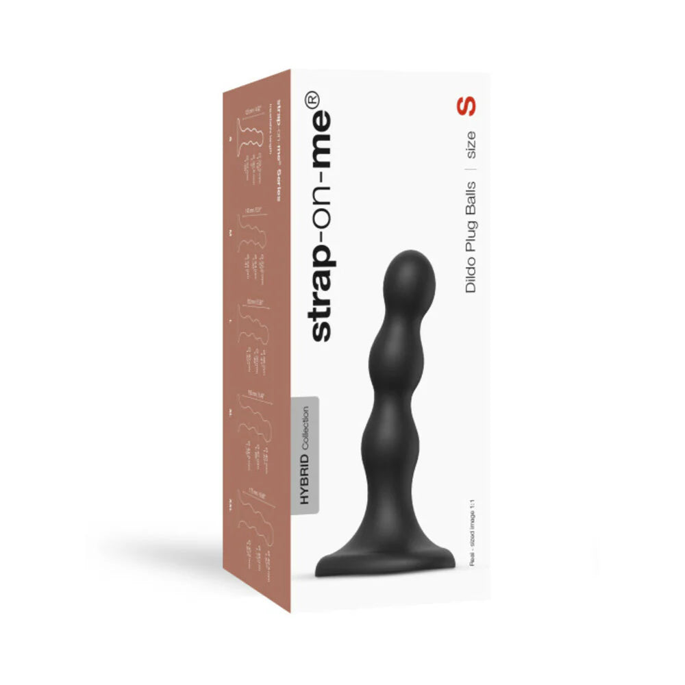 Strap-On-Me Hybrid Collection Silicone Dildo Plug Balls - Black