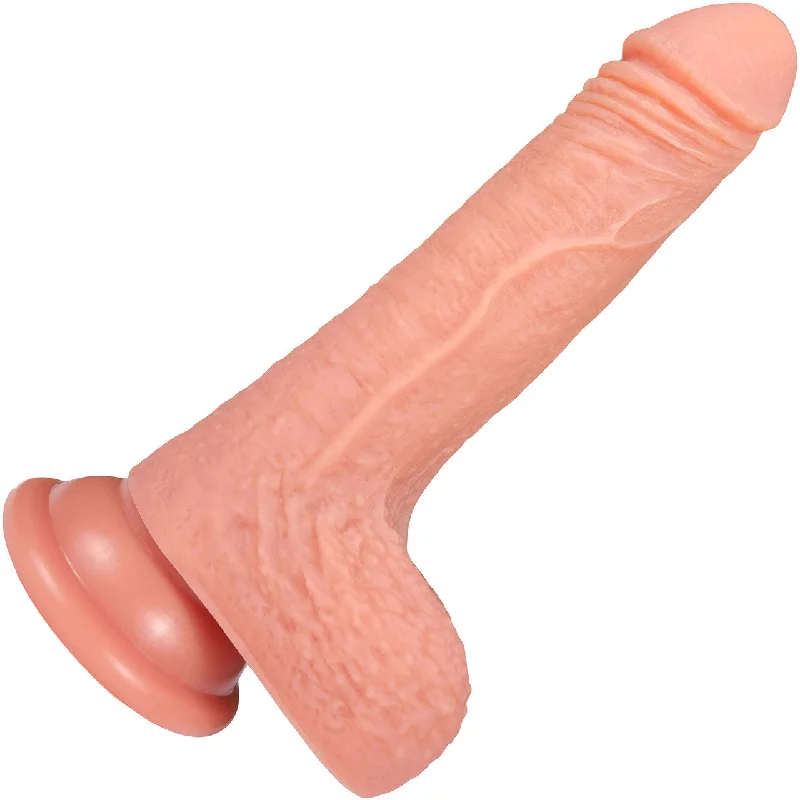 The Champ 5.5 Inch Silicone Realistic Posable Dildo With Balls & Suction Cup Base By Fukena - Vanilla