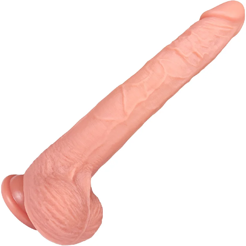 The Stallion 10 Inch Silicone Realistic Dildo With Balls & Suction Cup Base By Fukena - Vanilla