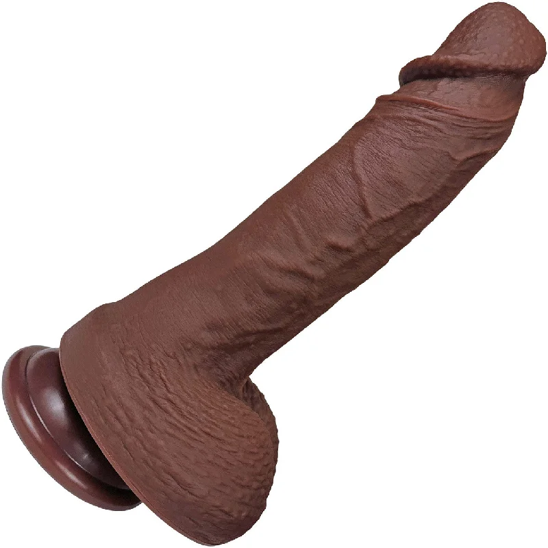 The Thriller 6.5 Inch Silicone Realistic Dildo With Balls & Suction Cup Base By Fukena - Chocolate