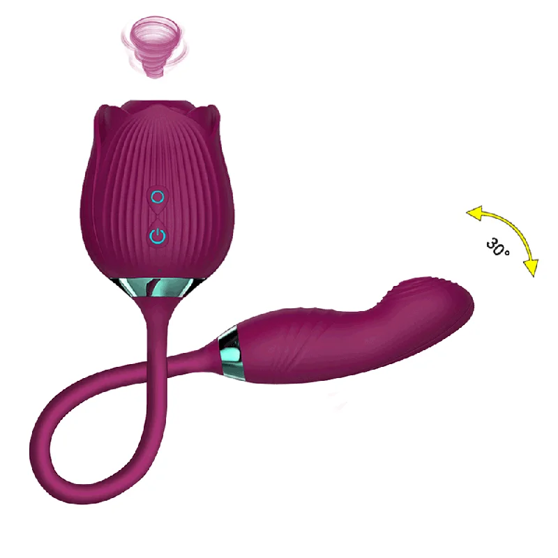 Vibrating Rose Clit Sucker with Wiggle Finger Vibrator S5