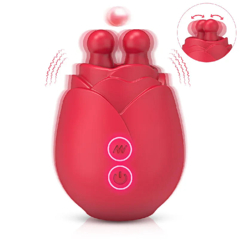 Yami - 10 Modes Licking Vibrating Rose Nipple Vibrators For Women