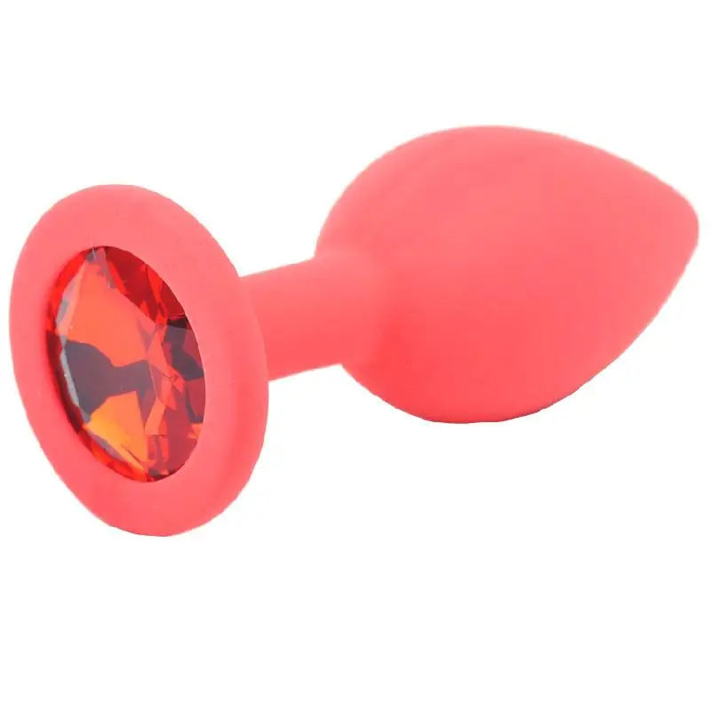 2.8-inch Silicone Red Small Jewelled Butt Plug with Diamond Base