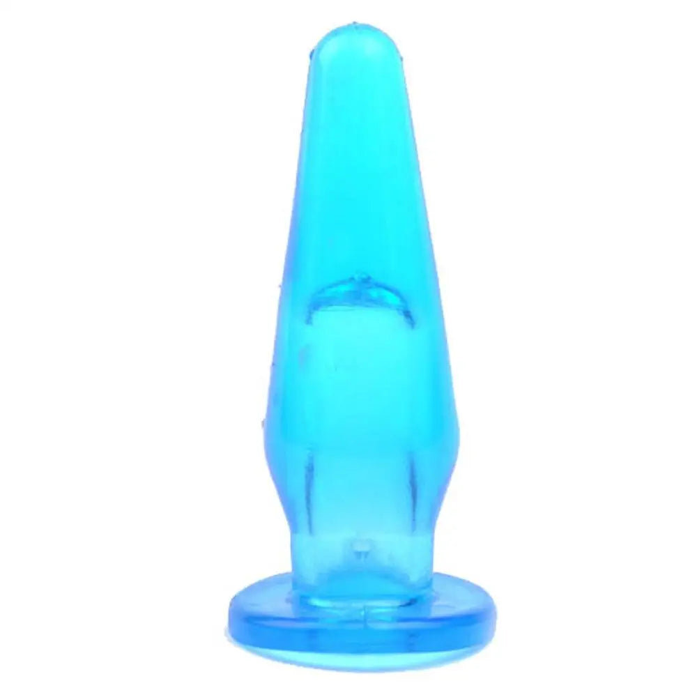 3.25-inch Jelly Blue Medium Butt Plug with Finger Hole