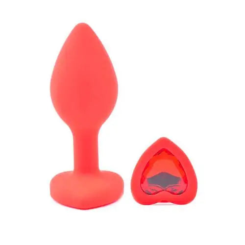 3-inch Silicone Red Small Heart Shaped Diamond Base Butt Plug