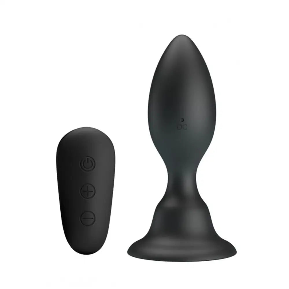 4.25-inch Silicone Black Waterproof Rechargeable Butt Plug with Remote