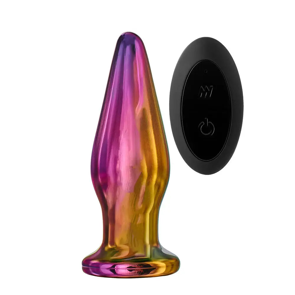 5-inch Rechargeable Tapered Glass Butt Plug with Remote Control