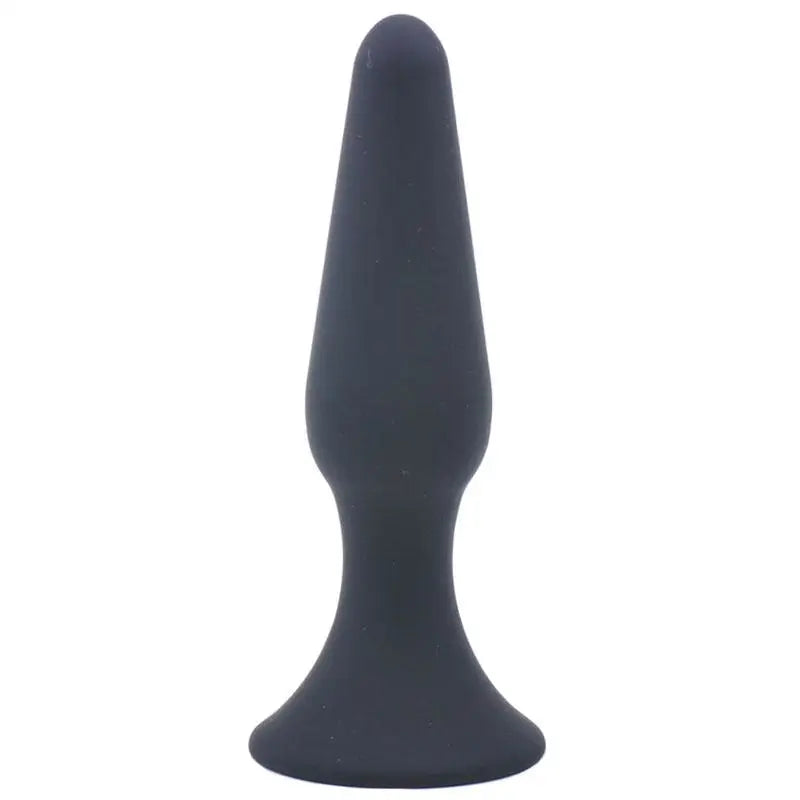 5-inch Silicone Black Classic Medium Butt Plug with Suction Cup Base