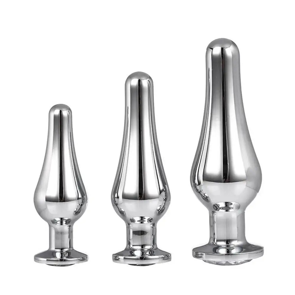 Dream Toys Stainless Steel Silver Butt Plug Set for Beginners