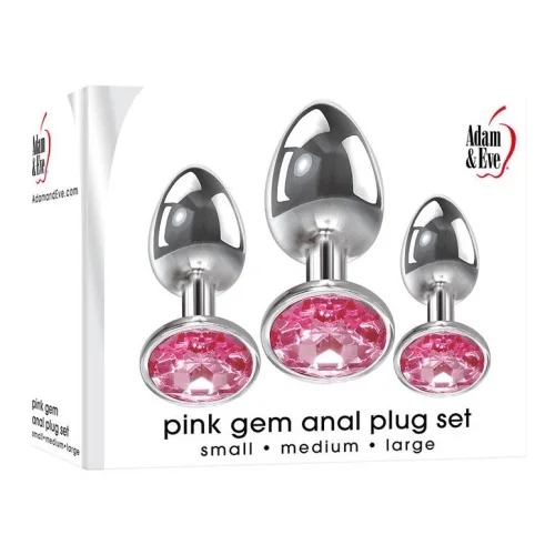 Gem Metal Anal Plug Set in Pink - Adam & Eve