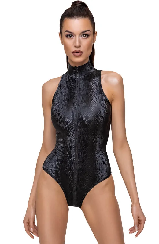 Black faux snakeskin bodysuit - Option One