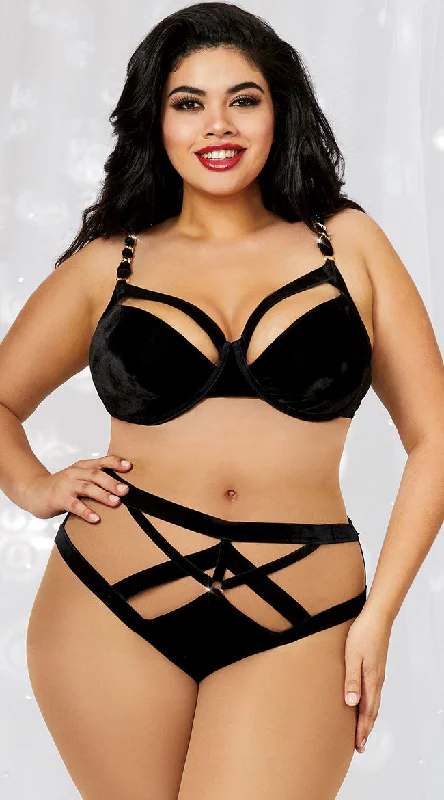 Plus Size Crossing Chain Bra Set