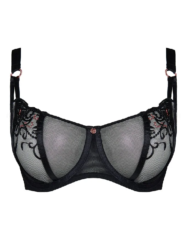 Scantilly Ornate Balcony Bra Black