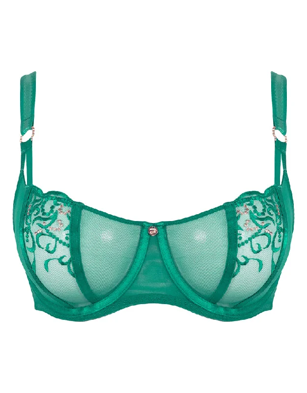 Scantilly Ornate Balcony Bra Emerald