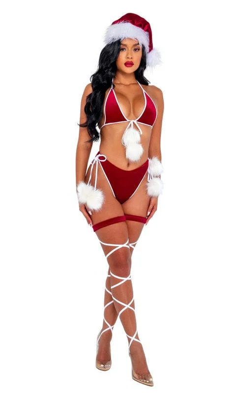 Sexy Red Velvet Santa Holiday Spirit Bikini Set